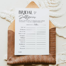 Invitación Bridal Shower Word Trivia Party Game Card