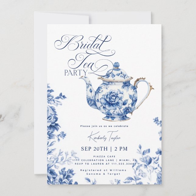 Invitación Bridal Tea Fiesta Chinoiserie Bridal Shower (Anverso)