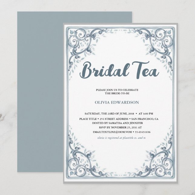 Invitación Bridal Tea Fiesta Chinoiserie Bridal Shower (Anverso / Reverso)