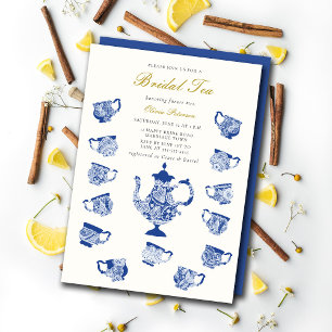 Invitación Bridal Tea Fiesta Chinoiserie Lace Navy Shower