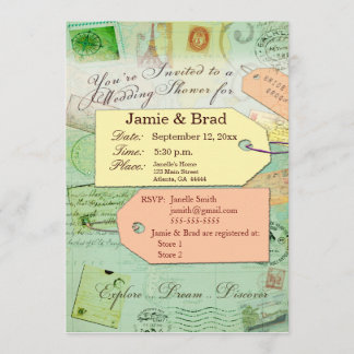 Invitación Bridal Travel: Tema de la ducha en el mar y el cor