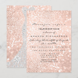 Invitación Bridal Vestido Spark Rosa VIP Rubor Rosa Diamond