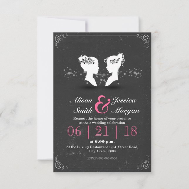Invitación Bride and Bride - Lesbian wedding (Anverso)