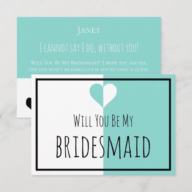 Invitación BRIDE & Be My Bridesmaid Suite Boda You & Me (Anverso / Reverso)