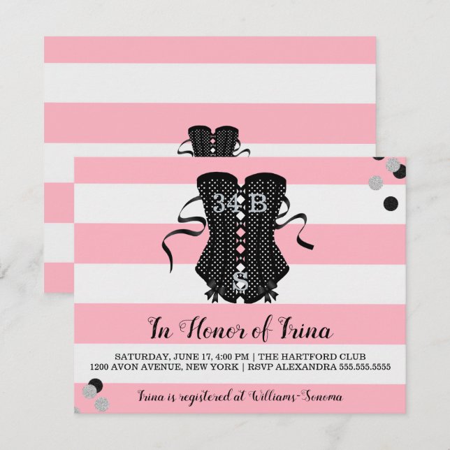 Invitación BRIDE & Bridesmaids Ohh Lala Lingerie Fiesta (Anverso / Reverso)