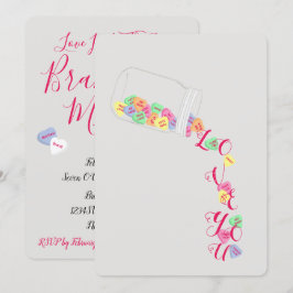 Invitación BRIDE Candy Hearts I Love You Celebration Fiesta