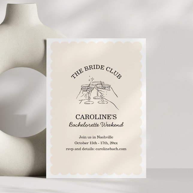 Invitación Bride Club Weekend Cocktail Bachelorette Party (Subido por el creador)