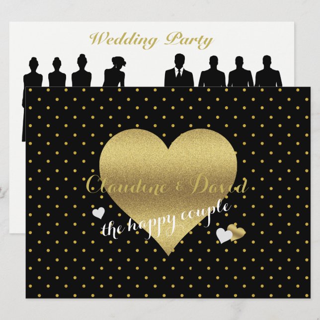 Invitación BRIDE CO Black & Gold Polka Dot Wedding Party (Anverso / Reverso)