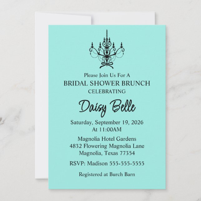 Invitación Bride & Co. Bridal Shower Turquoise (Anverso)