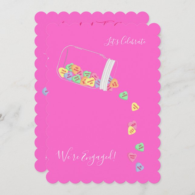 Invitación BRIDE & CO Candy Hearts Engagement Party Shower (Anverso / Reverso)