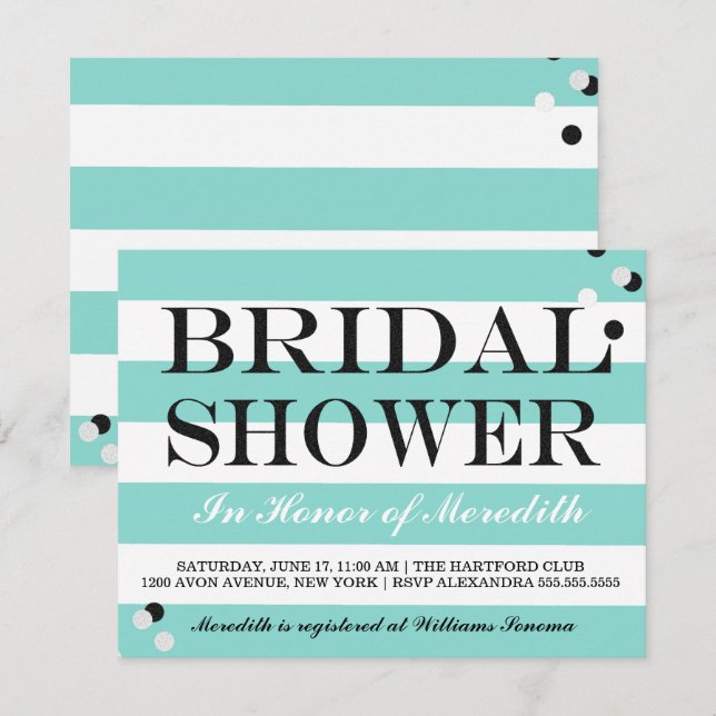Invitación Bride Co Little Black Vress Verde azulado Blue Sho (Anverso / Reverso)