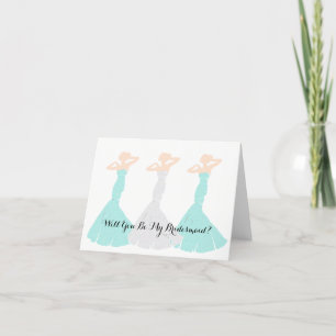 Invitación BRIDE & CO Mint Green Be My Bridesmaid Fiesta Note