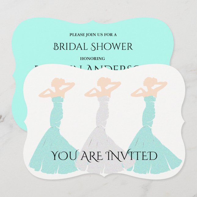 Invitación BRIDE CO Mint Green Sé mi Novia (Anverso / Reverso)
