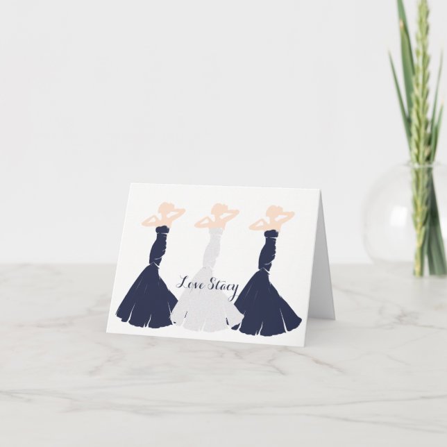 Invitación BRIDE & CO Naval Blue Be My Bridesmaid Shower Fies (Anverso)