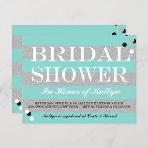 Invitación BRIDE & CO Silver y Verde azulado Bridal Shower Fi