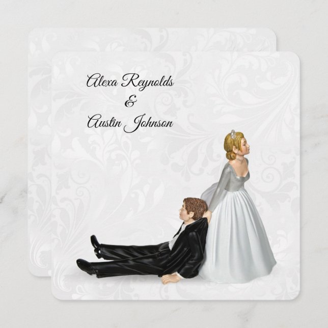 Invitación Bride Dragging The Groom Wedding Humor (Anverso / Reverso)