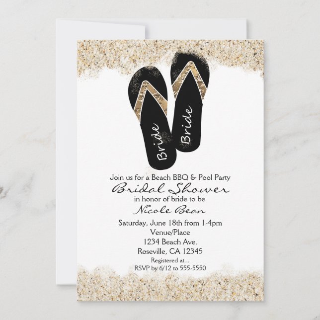 Invitación Bride Flip Flop Sandalias Verano Beach Bridal Show (Anverso)