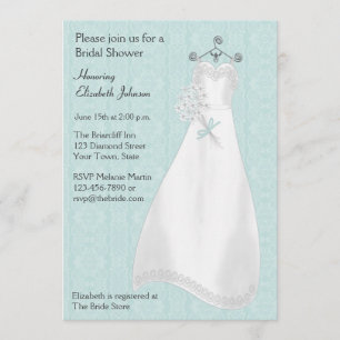 Invitación Bride Gown, Blue Lace Invitation