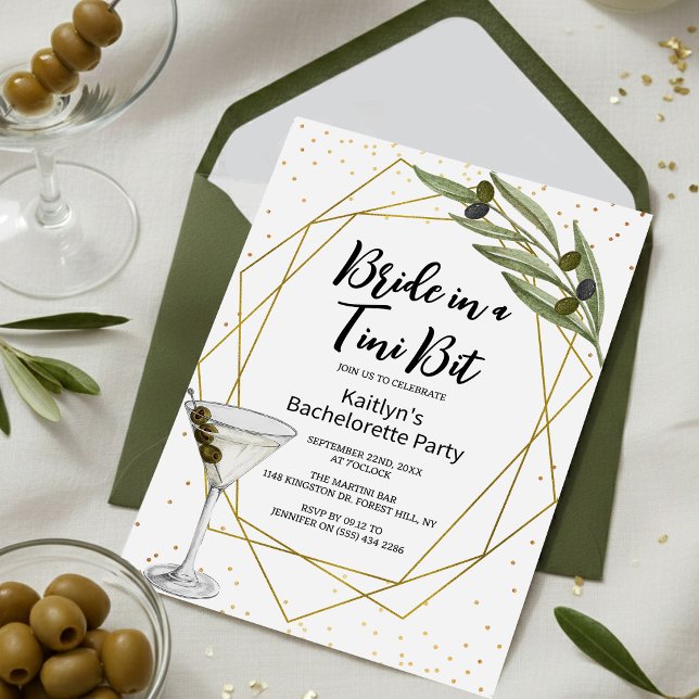 Invitación 'Bride in a Tini Bit' Martini Bachelorette Party (Subido por el creador)