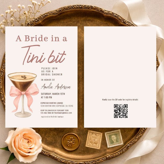Invitación Bride in a Tini Bit QR Code Bridal Shower (Subido por el creador)