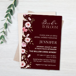Invitación Bride in Bloom Burgundy Floral Bridal Shower 