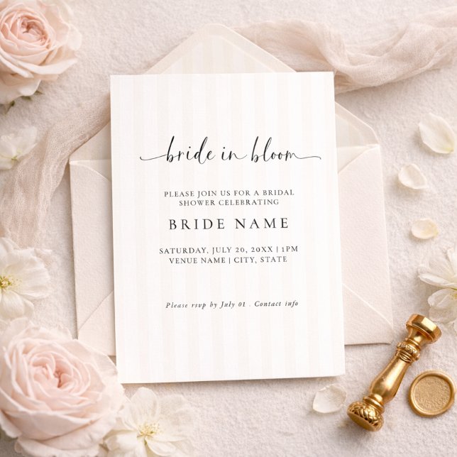 Invitación Bride in Bloom Stripe Bridal Shower Invitation (Subido por el creador)