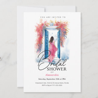 Invitación Bride in Santorini Greek Theme | Bridal Shower BRW