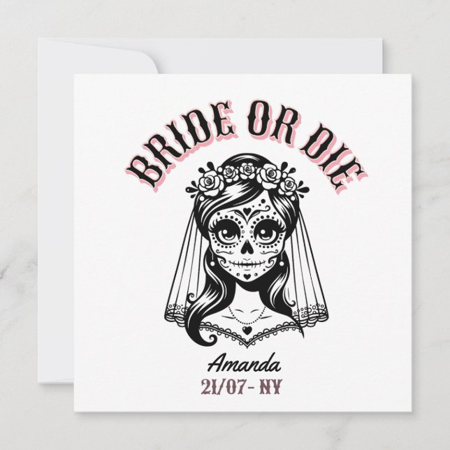 Invitación bride or die bachelorette gothic (Anverso)