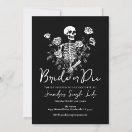 Invitación Bride or Die Floral Skeleton Bachelorette Party