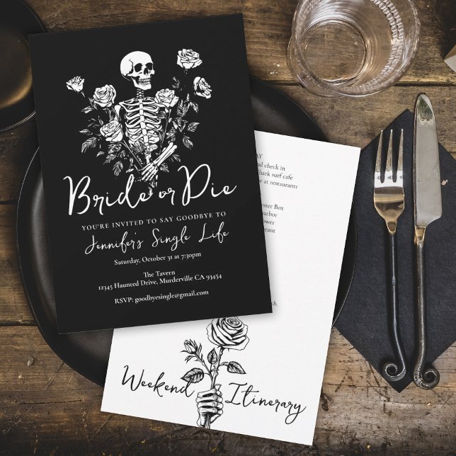 Invitación Bride or Die Floral Skeleton Bachelorette Weekend (Subido por el creador)