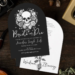 Invitación Bride or Die Floral Skull Bachelorette Weekend