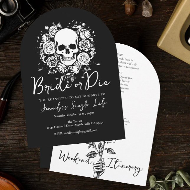 Invitación Bride or Die Floral Skull Bachelorette Weekend (Subido por el creador)