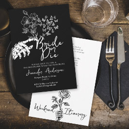 Invitación Bride or Die Gothic Floral Bachelorette Weekend