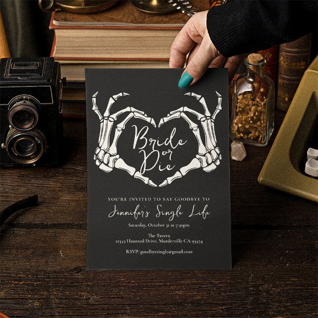 Invitación Bride or Die Skeleton Heart Bachelorette Party (Subido por el creador)