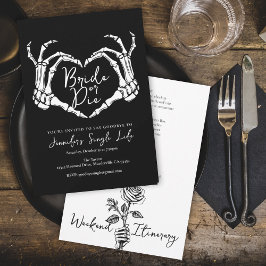 Invitación Bride or Die Skeleton Heart Bachelorette Weekend