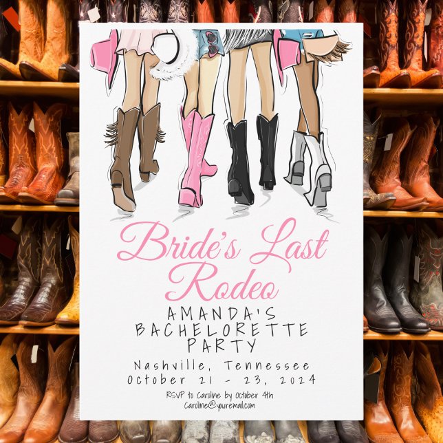 Invitación Bride’s Last Rodeo Bachelorette Party Cowboy Boots (Subido por el creador)