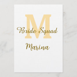 Invitación Bride squad monogram golden bridal shower simple 