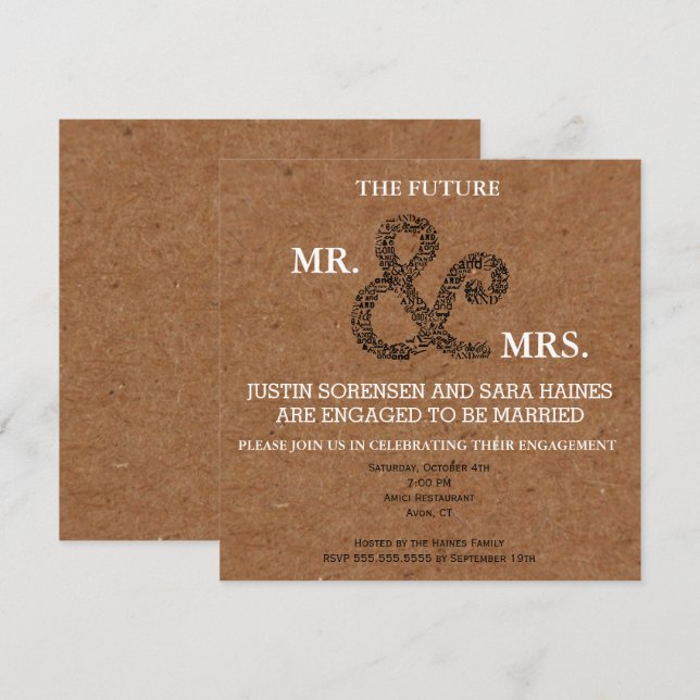 Invitación BRIDE Sr. y Sra. Rustic Boda Bridal Shower Fiesta (Anverso / Reverso)