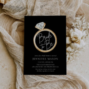 Invitación Bride To Be Black and Gold Modern Bridal Shower