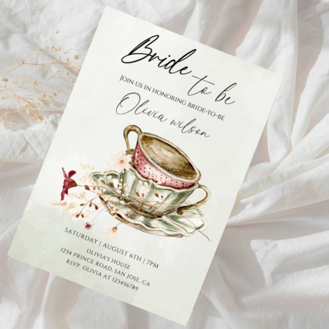 Invitación Bride-to-Be Bridal Shower  - Two Cups of Tea Theme (Subido por el creador)