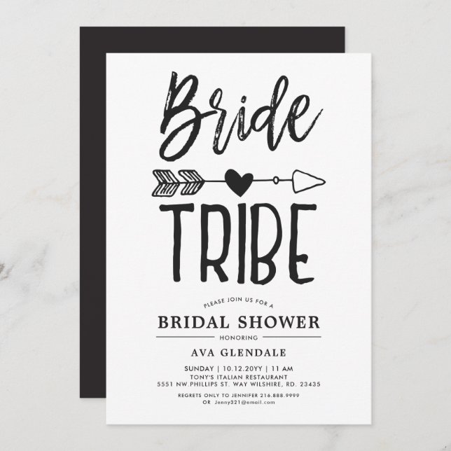 Invitación Bride Tribe | Guión para Despedida de Soltera (Anverso / Reverso)