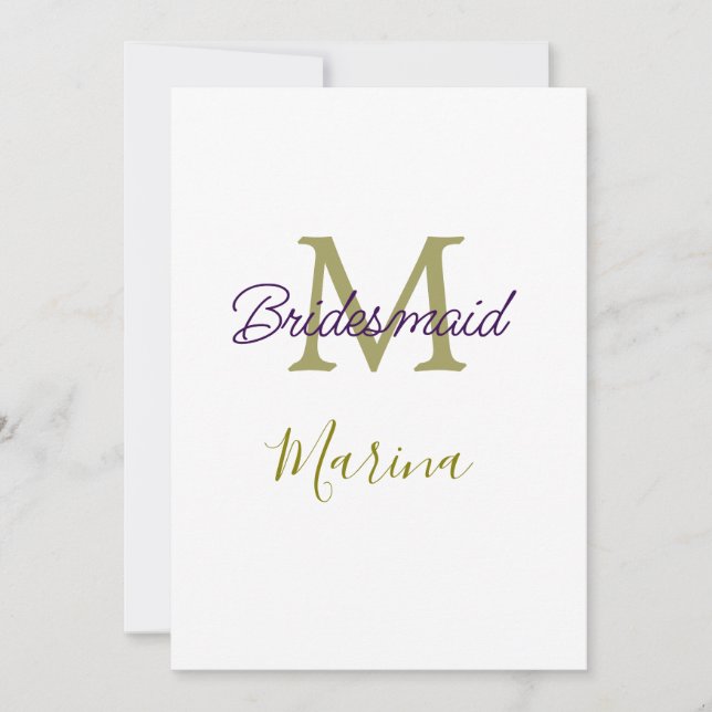 Invitación Bride tribe monogram bridal shower simple golden p (Anverso)