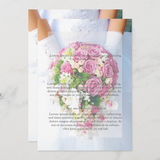 Invitación Bride White Lace Flor Bouquet Dirección Boda (Anverso / Reverso)