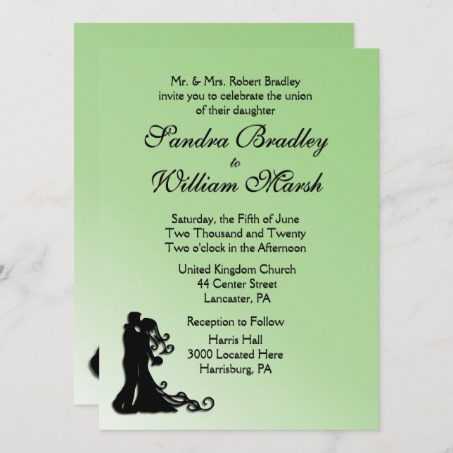 Invitación Bride y Groom Green (Anverso / Reverso)