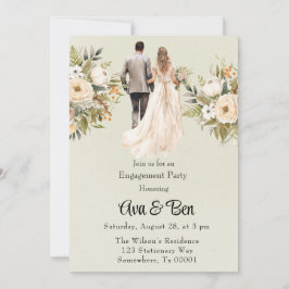 Invitación Bride y Groom Light Green Engagement Party