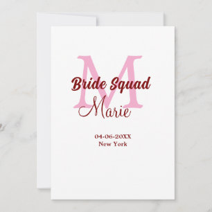 Invitación Brides squad agregar nombre monograma dama de hono