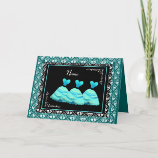 Invitación BRIDESMAID - Bastones TURQUESA y guarnición VERDE 