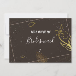 Invitación Bridesmaid de color marrón y blanco ruso