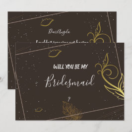 Invitación Bridesmaid de color marrón y blanco ruso