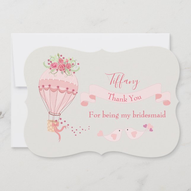 Invitación Bridesmaid Gracias Globo De Aire Caliente (Anverso)